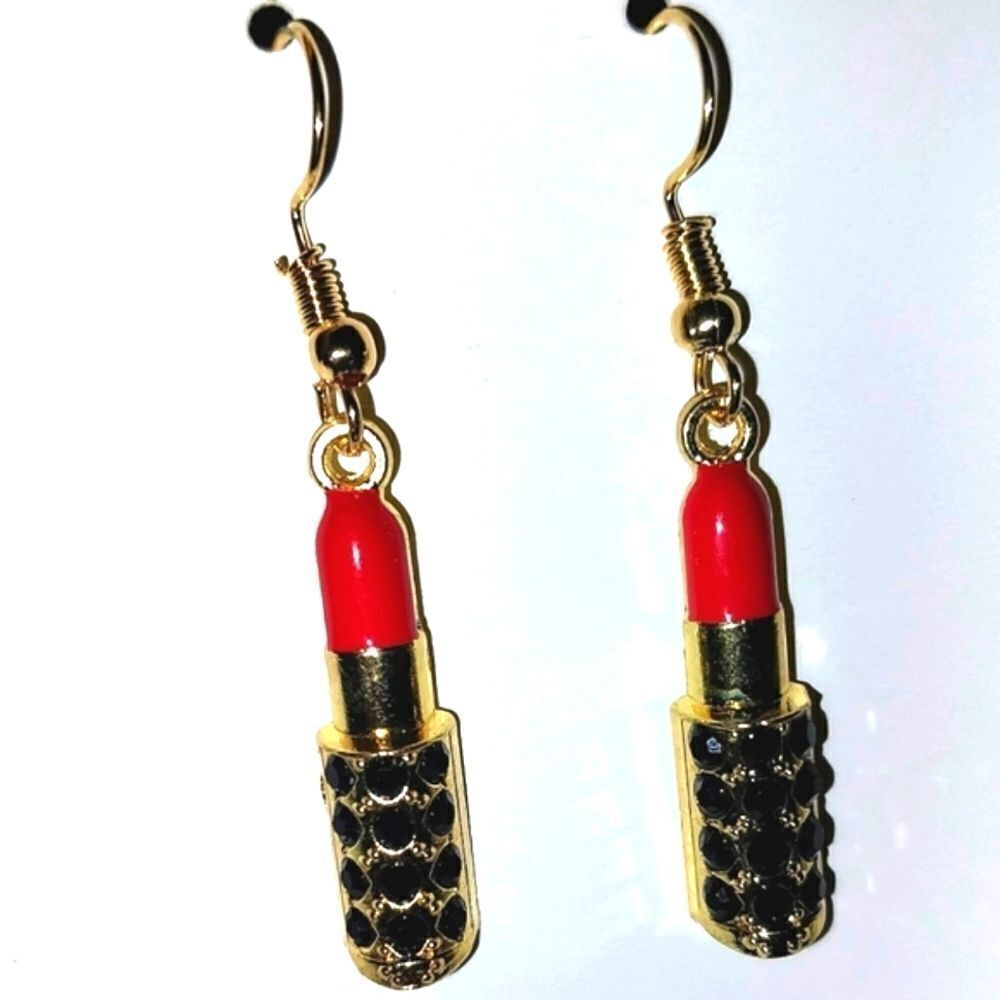 Ladies Super cute makeup lipstick earrings